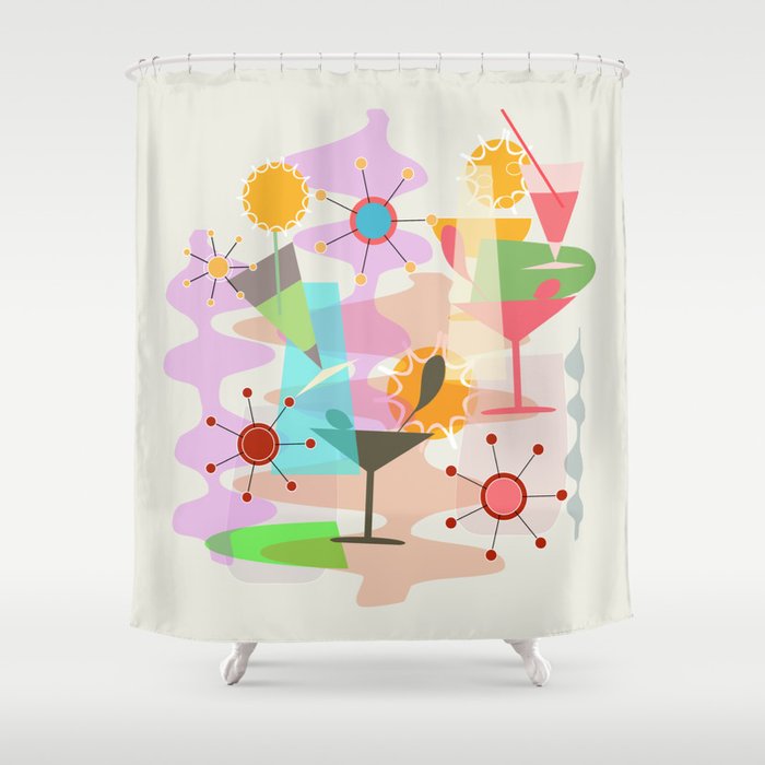 Retro Summer Party Shower Curtain Gallery Image 1