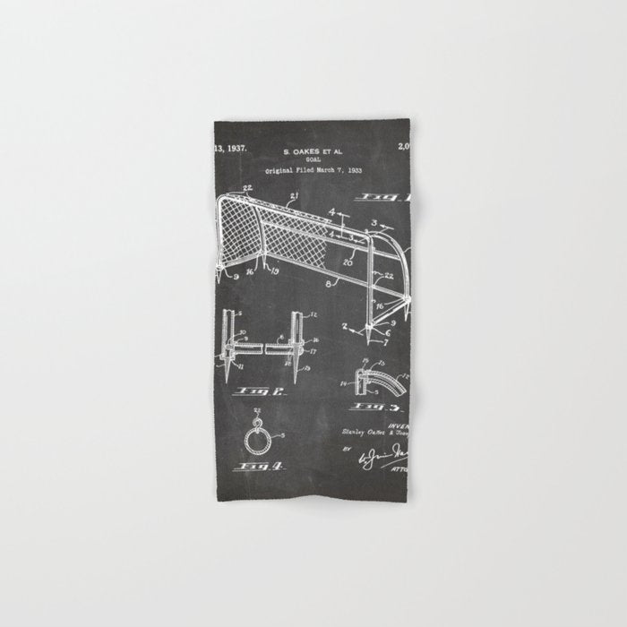 Soccer Patent - Soccer Goal Art - Black Chalkboard Towels Gallery Image 1