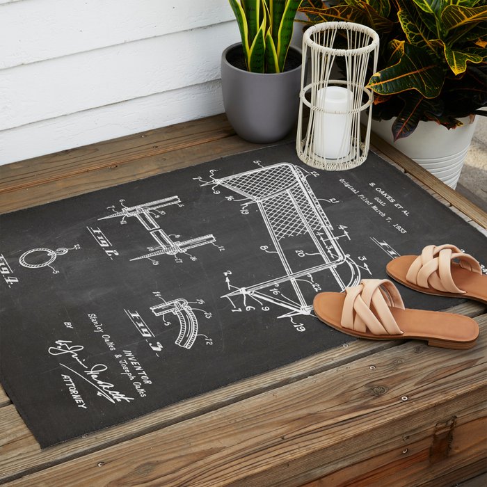 Soccer Patent - Soccer Goal Art - Black Chalkboard Outdoor Rug Gallery Image 2