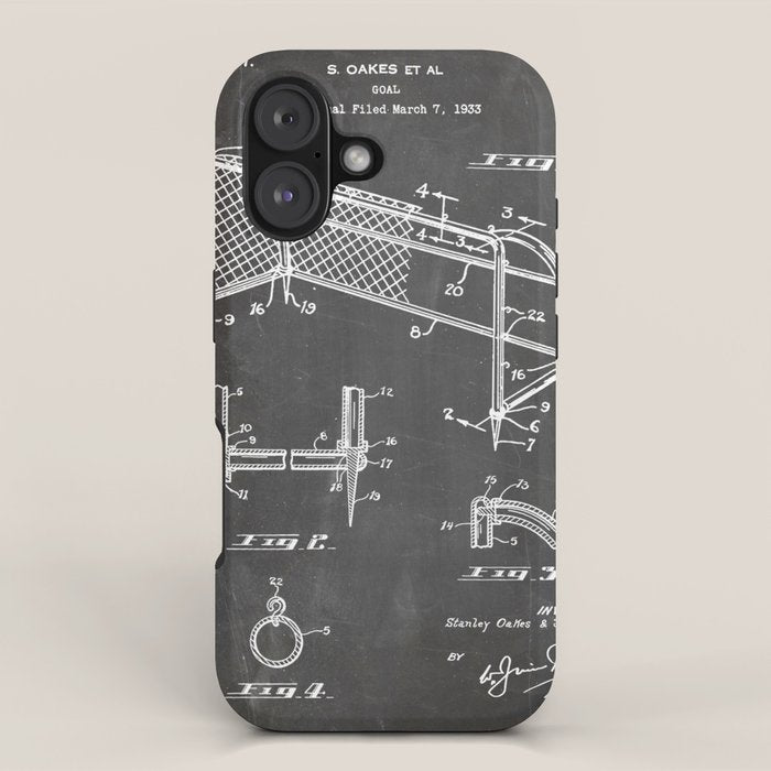 Soccer Patent - Soccer Goal Art - Black Chalkboard iPhone Case Gallery Image 1