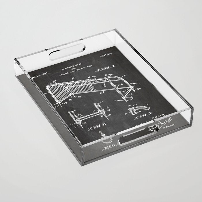 Soccer Patent - Soccer Goal Art - Black Chalkboard Acrylic Tray Gallery Image 1