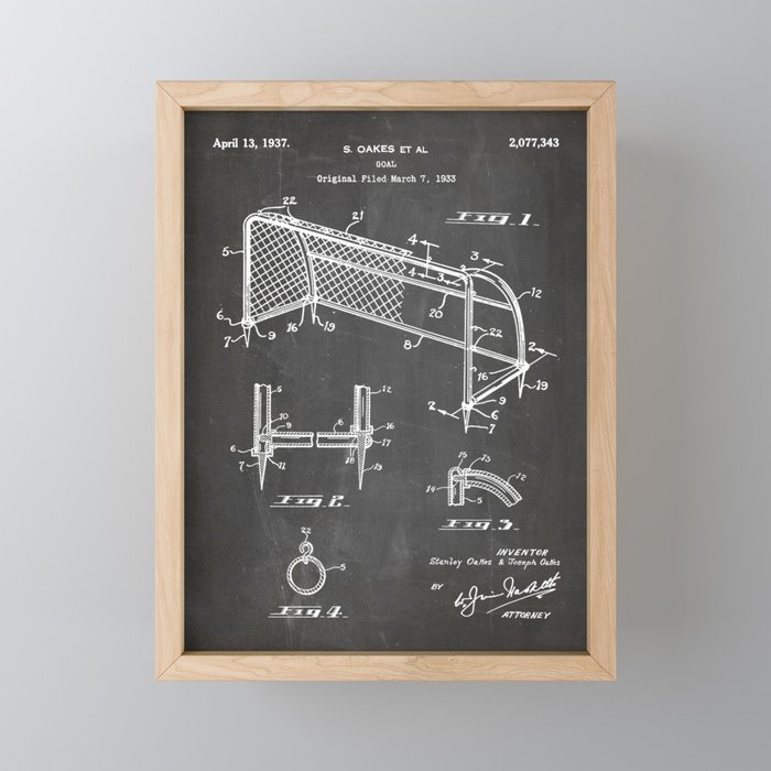 Soccer Patent - Soccer Goal Art - Black Chalkboard Mini Art Print Gallery Image 1