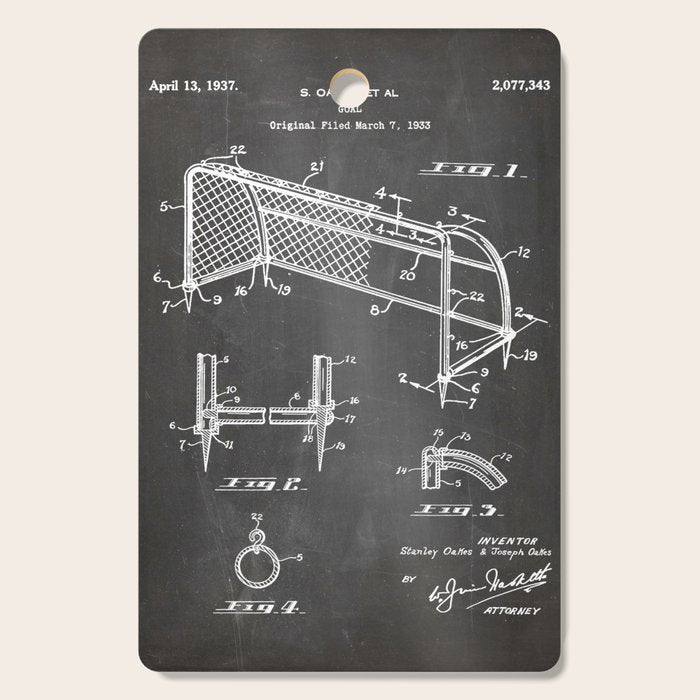 Soccer Patent - Soccer Goal Art - Black Chalkboard Cutting Board Gallery Image 1