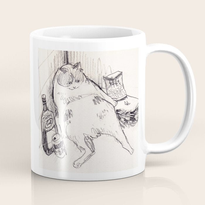 Drunk Cat Coffee Mug Gallery Image 1