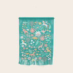 Dinosaurs + Unicorns on Teal Wall Hanging Gallery Image 1