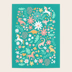 Dinosaurs + Unicorns on Teal Poster Gallery Image 4