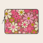 Groovy Retro Floral Garden 60s 70s Pattern in Pink Avocado Brown 2 Laptop Sleeve Gallery Image 1