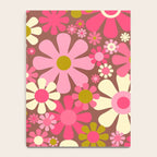 Groovy Retro Floral Garden 60s 70s Pattern in Pink Avocado Brown 2 Notebook Gallery Image 4
