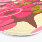 Groovy Retro Floral Garden 60s 70s Pattern in Pink Avocado Brown 2 Bath Mat Gallery Image 3