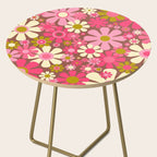 Groovy Retro Floral Garden 60s 70s Pattern in Pink Avocado Brown 2 Side Table Gallery Image 2