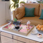 Groovy Retro Floral Garden 60s 70s Pattern in Pink Avocado Brown 2 Serving Tray Gallery Image 2