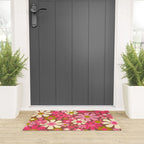 Groovy Retro Floral Garden 60s 70s Pattern in Pink Avocado Brown 2 Welcome Mat Gallery Image 3