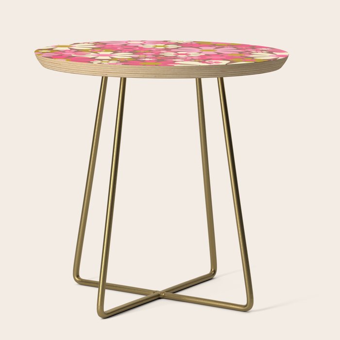 Groovy Retro Floral Garden 60s 70s Pattern in Pink Avocado Brown 2 Side Table Gallery Image 1