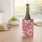Groovy Retro Floral Garden 60s 70s Pattern in Pink Avocado Brown 2 Wine Chiller Gallery Image 4
