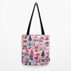 I gnome you // pastel pink background little happy and lovely gnomes with rainbows fuchsia pink hearts Tote Bag Gallery Image 2