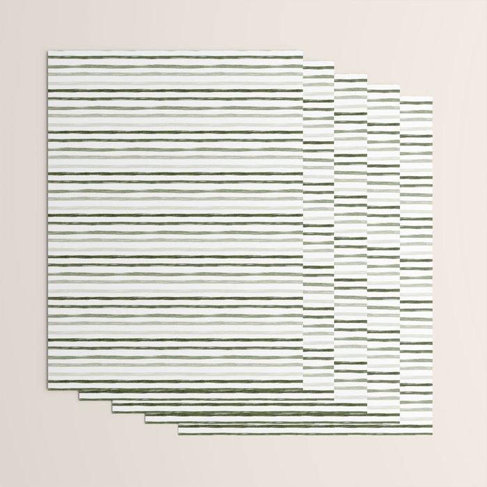 Watercolor Green and White Striped Wrapping Paper Gallery Image 3