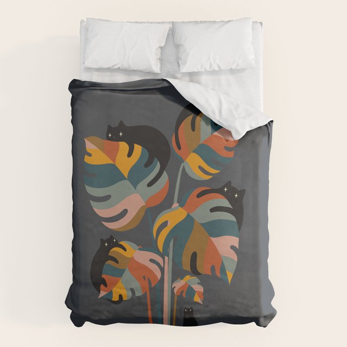 Cat and Plant 11 (Black Cats) Duvet Cover Gallery Image 6