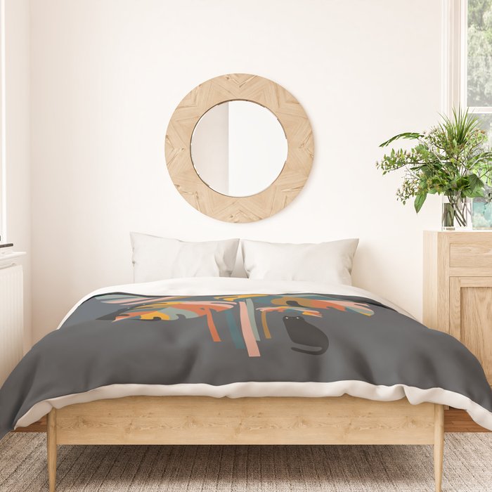 Cat and Plant 11 (Black Cats) Duvet Cover Gallery Image 3