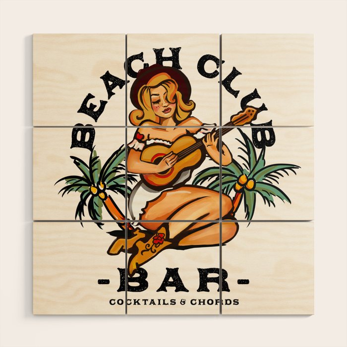 Beach Club Bar: Tropical Live Music Venue Wood Wall Art Gallery Image 1