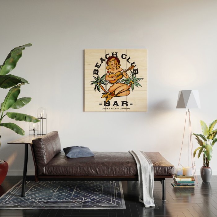 Beach Club Bar: Tropical Live Music Venue Wood Wall Art Gallery Image 2