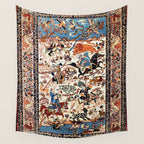 Isfahan Vintage Persian Hunting Rug Print Wall Tapestry Gallery Image 4