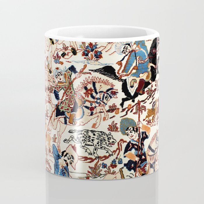 Isfahan Vintage Persian Hunting Rug Print Coffee Mug Gallery Image 4