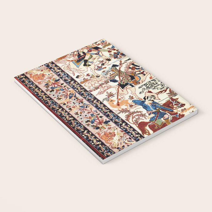 Isfahan Vintage Persian Hunting Rug Print Notebook Gallery Image 3