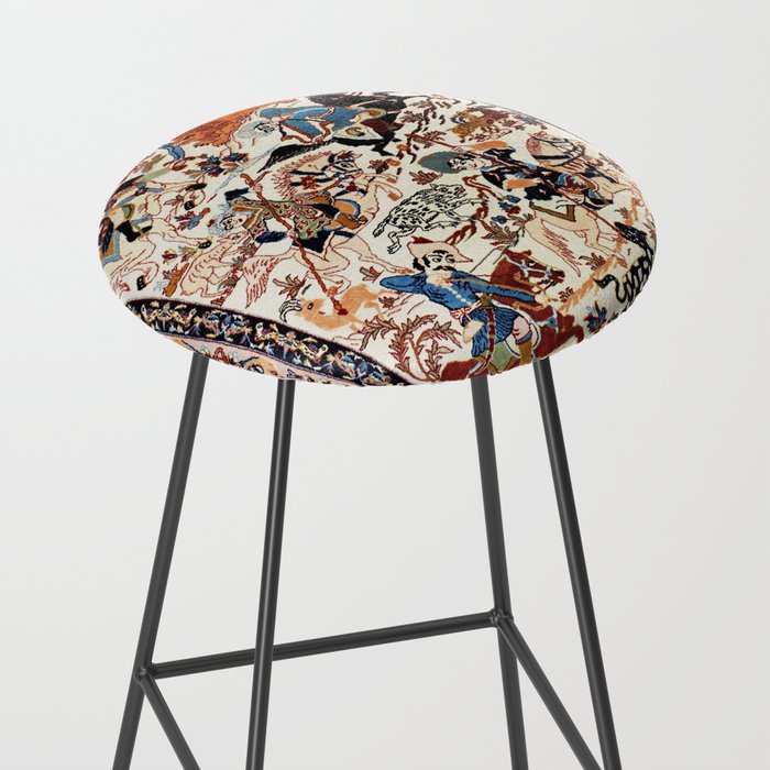 Isfahan Vintage Persian Hunting Rug Print Stool Gallery Image 2