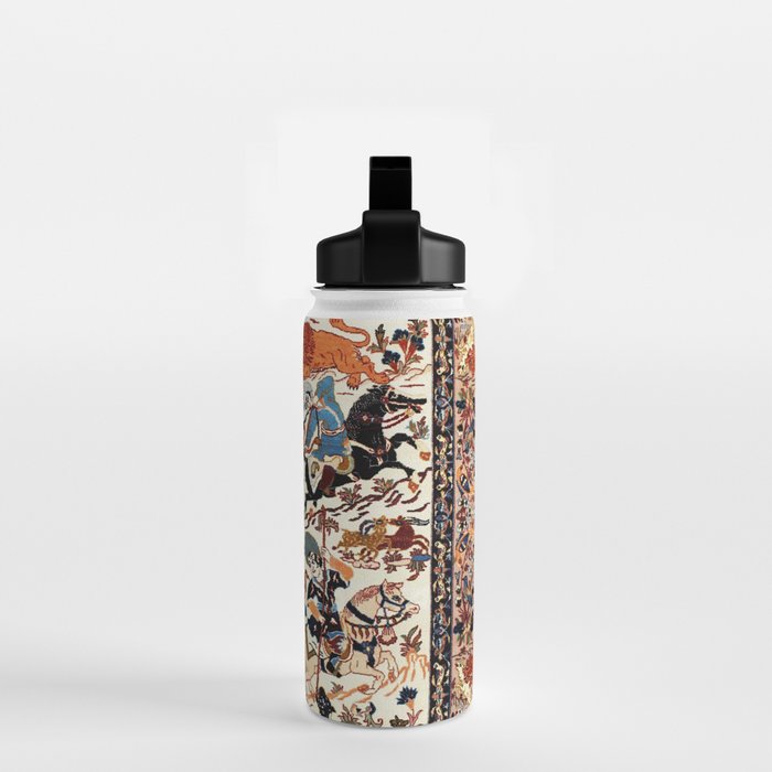 Isfahan Vintage Persian Hunting Rug Print Water Bottle Gallery Image 2