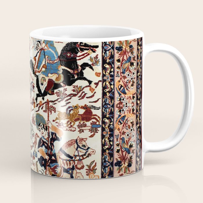 Isfahan Vintage Persian Hunting Rug Print Coffee Mug Gallery Image 1