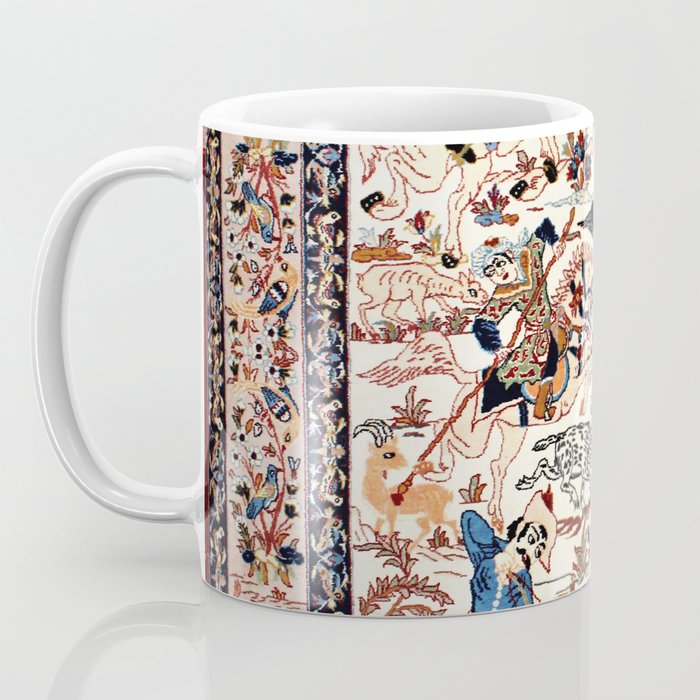 Isfahan Vintage Persian Hunting Rug Print Coffee Mug Gallery Image 3
