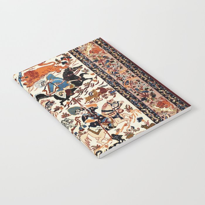 Isfahan Vintage Persian Hunting Rug Print Notebook Gallery Image 2