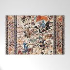 Isfahan Vintage Persian Hunting Rug Print Welcome Mat Gallery Image 1
