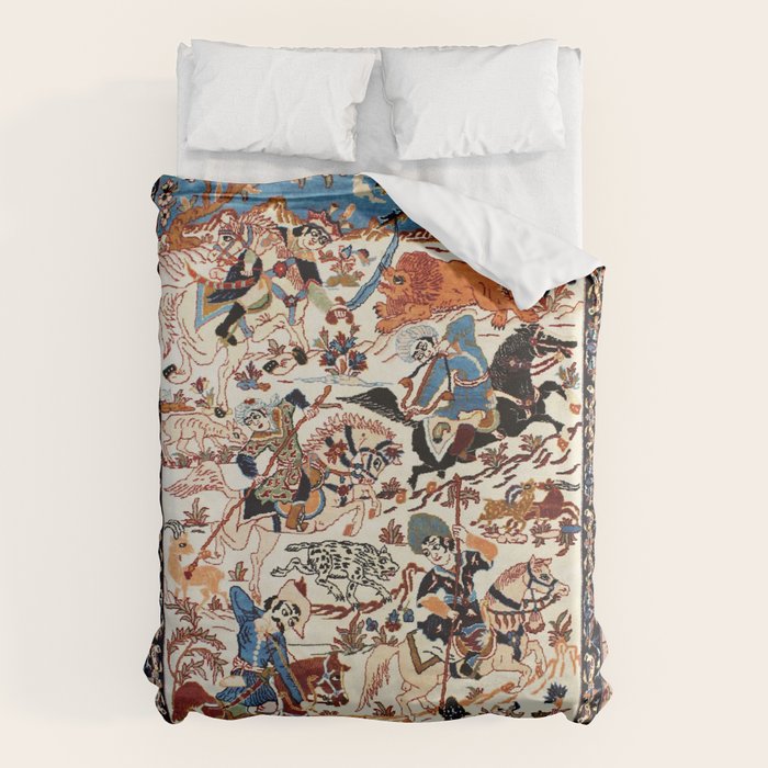 Isfahan Vintage Persian Hunting Rug Print Duvet Cover Gallery Image 6