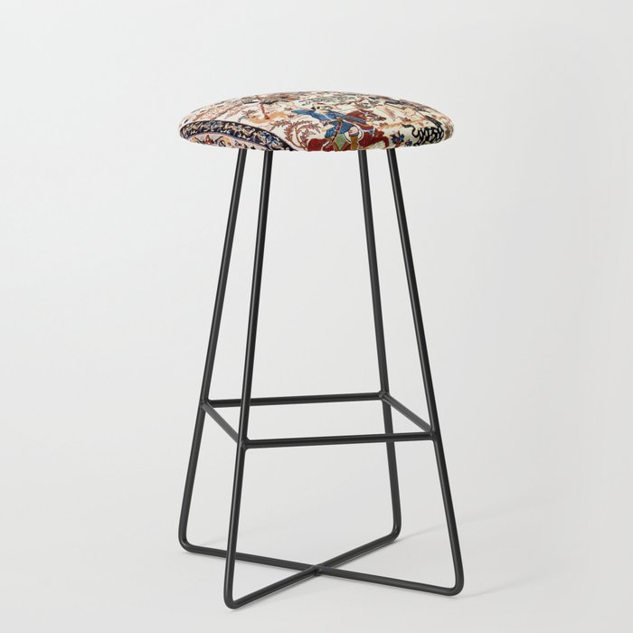 Isfahan Vintage Persian Hunting Rug Print Stool Gallery Image 1