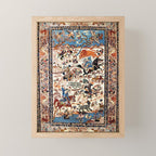 Isfahan Vintage Persian Hunting Rug Print Mini Art Print Gallery Image 1