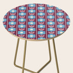 Vintage Floral Jonnty Flowers and Stripes Maroon and Blue Pattern Side Table Gallery Image 2