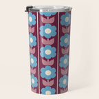 Vintage Floral Jonnty Flowers and Stripes Maroon and Blue Pattern Travel Mug Gallery Image 3