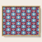 Vintage Floral Jonnty Flowers and Stripes Maroon and Blue Pattern Serving Tray Gallery Image 1