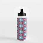 Vintage Floral Jonnty Flowers and Stripes Maroon and Blue Pattern Water Bottle Gallery Image 2