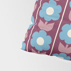 Vintage Floral Jonnty Flowers and Stripes Maroon and Blue Pattern Pillow Sham Gallery Image 4