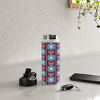 Vintage Floral Jonnty Flowers and Stripes Maroon and Blue Pattern Water Bottle Gallery Image 4