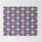 Vintage Floral Jonnty Flowers and Stripes Maroon and Blue Pattern Throw Blanket Gallery Image 2