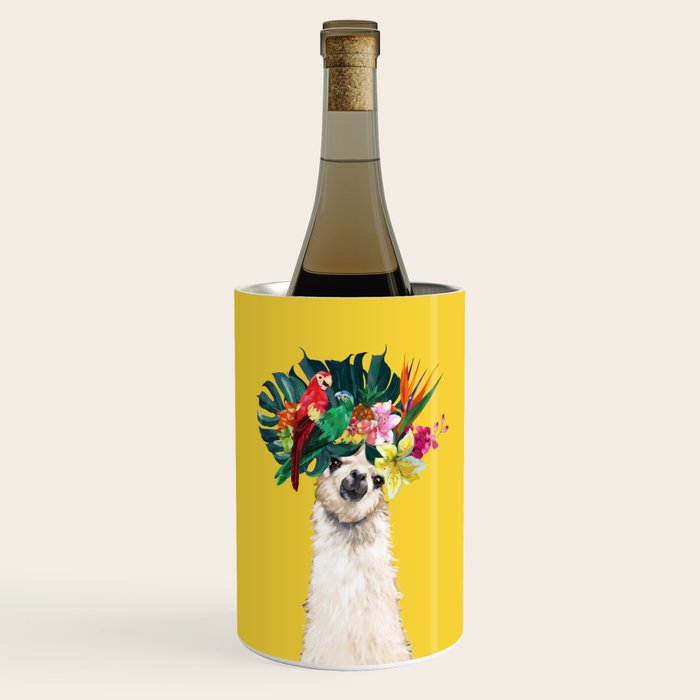 Aloha Hawaiian Llama in Yellow Wine Chiller Gallery Image 1