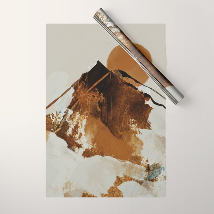 abstract mountains, rustic orange sunrise Wrapping Paper Gallery Image 1