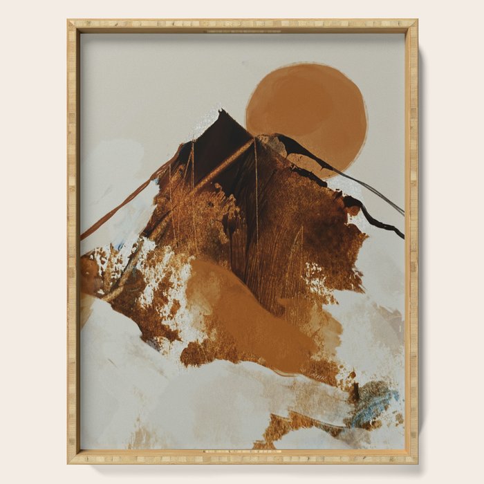 abstract mountains, rustic orange sunrise Serving Tray Gallery Image 1