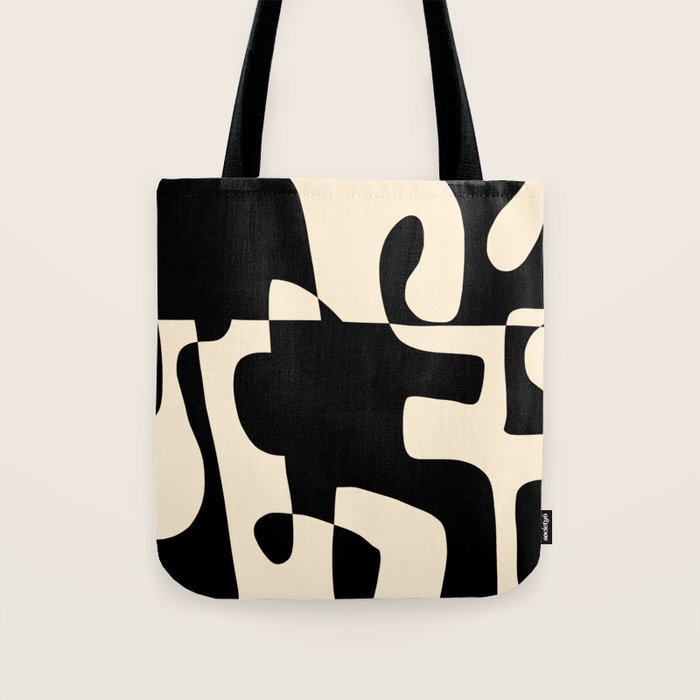 Solidarity - Minimal Abstract in Black and Cream Tote Bag Gallery Image 1