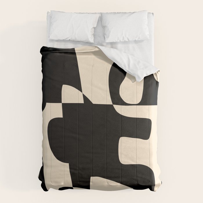 Solidarity - Minimal Abstract in Black and Cream Comforter Gallery Image 1