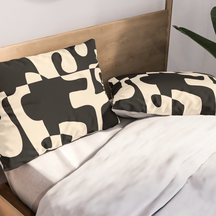Solidarity - Minimal Abstract in Black and Cream Pillow Sham Gallery Image 2