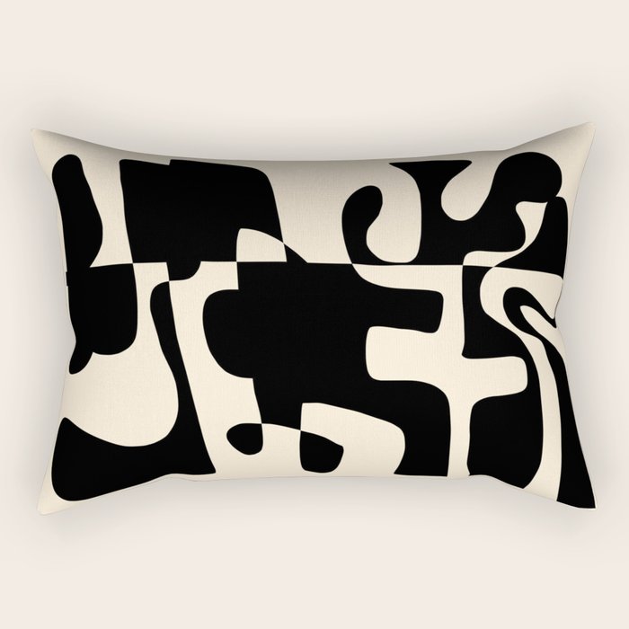 Solidarity - Minimal Abstract in Black and Cream Rectangular Pillow Gallery Image 2